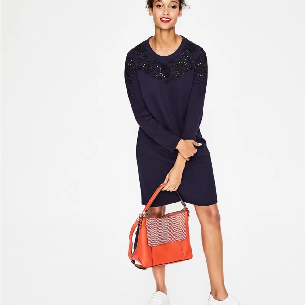 Boden Embroidered Eyelet Navy Dress US 14*